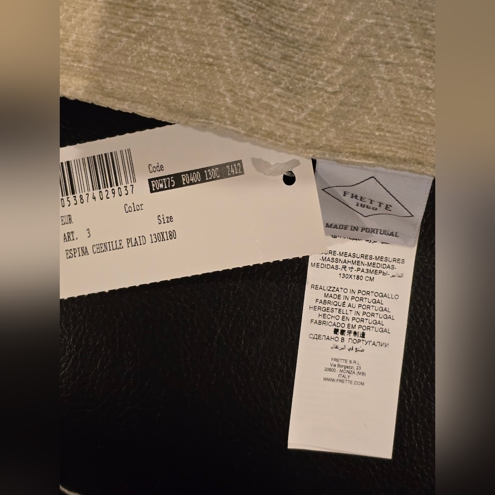 Sold OUT! Frette Luxury Brand New Espina Chenille Throw  Natural/Beige - Picture 6 of 9